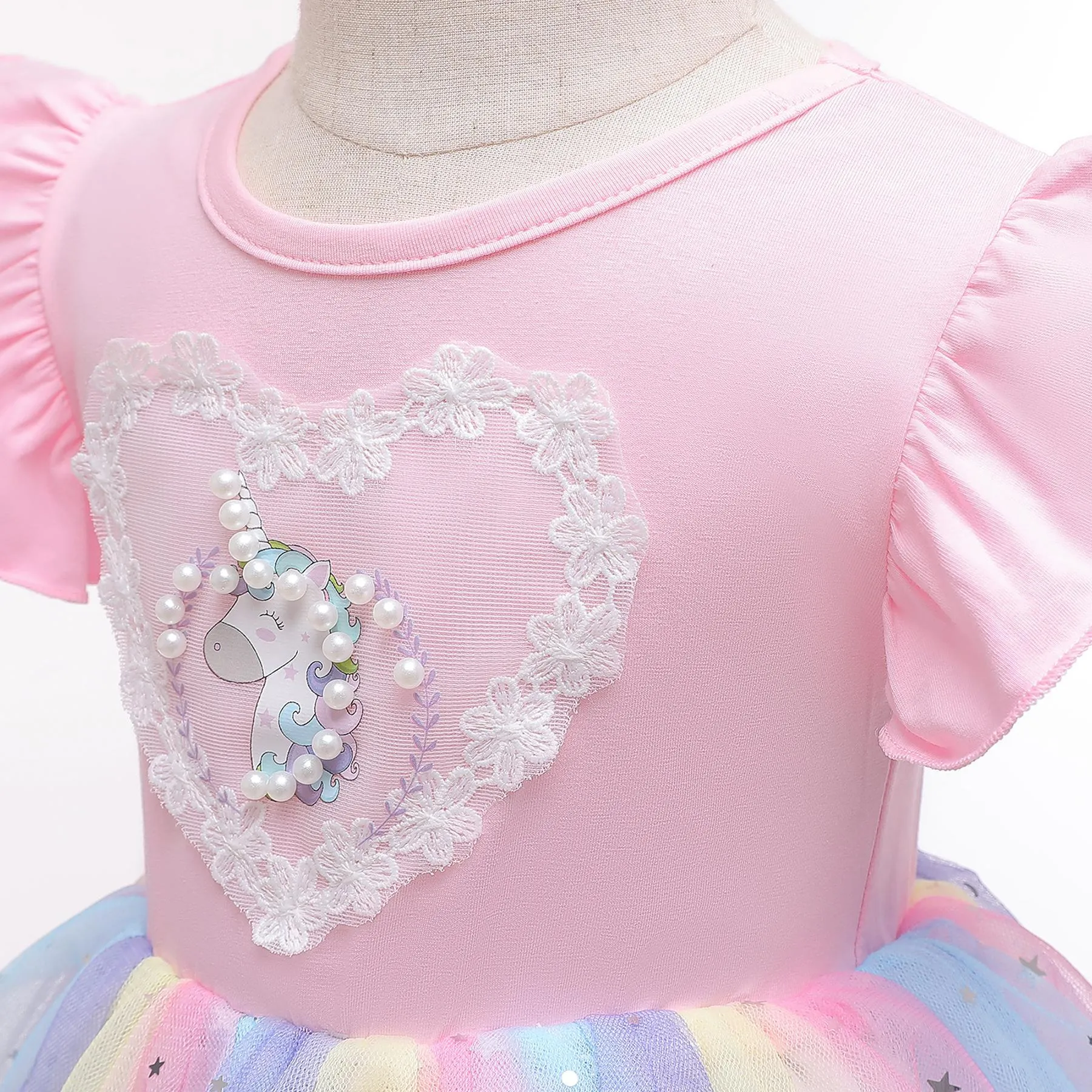 2-10Y Kids fashion Baby Girls Dress Summer Thin Section Knitted Unicorn Rainbow Skirt Mesh Princess Dress Catpapa 8131
