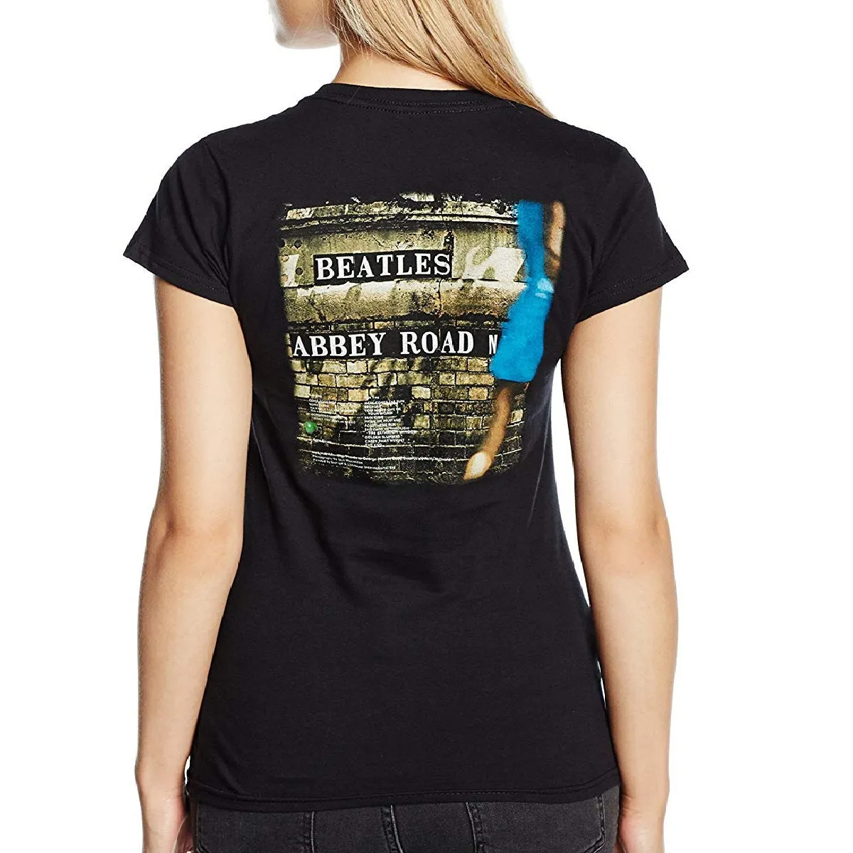 Beatles Abbey Road Juniors 2-Sided Skinny Fit T-shirt, Black