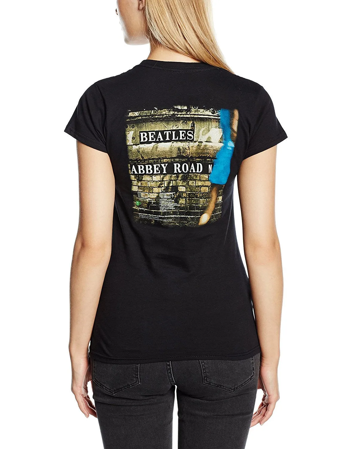 Beatles Abbey Road Juniors 2-Sided Skinny Fit T-shirt, Black