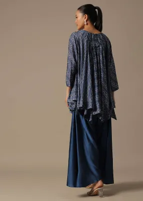 Blue Dhoti Set With Zari Work