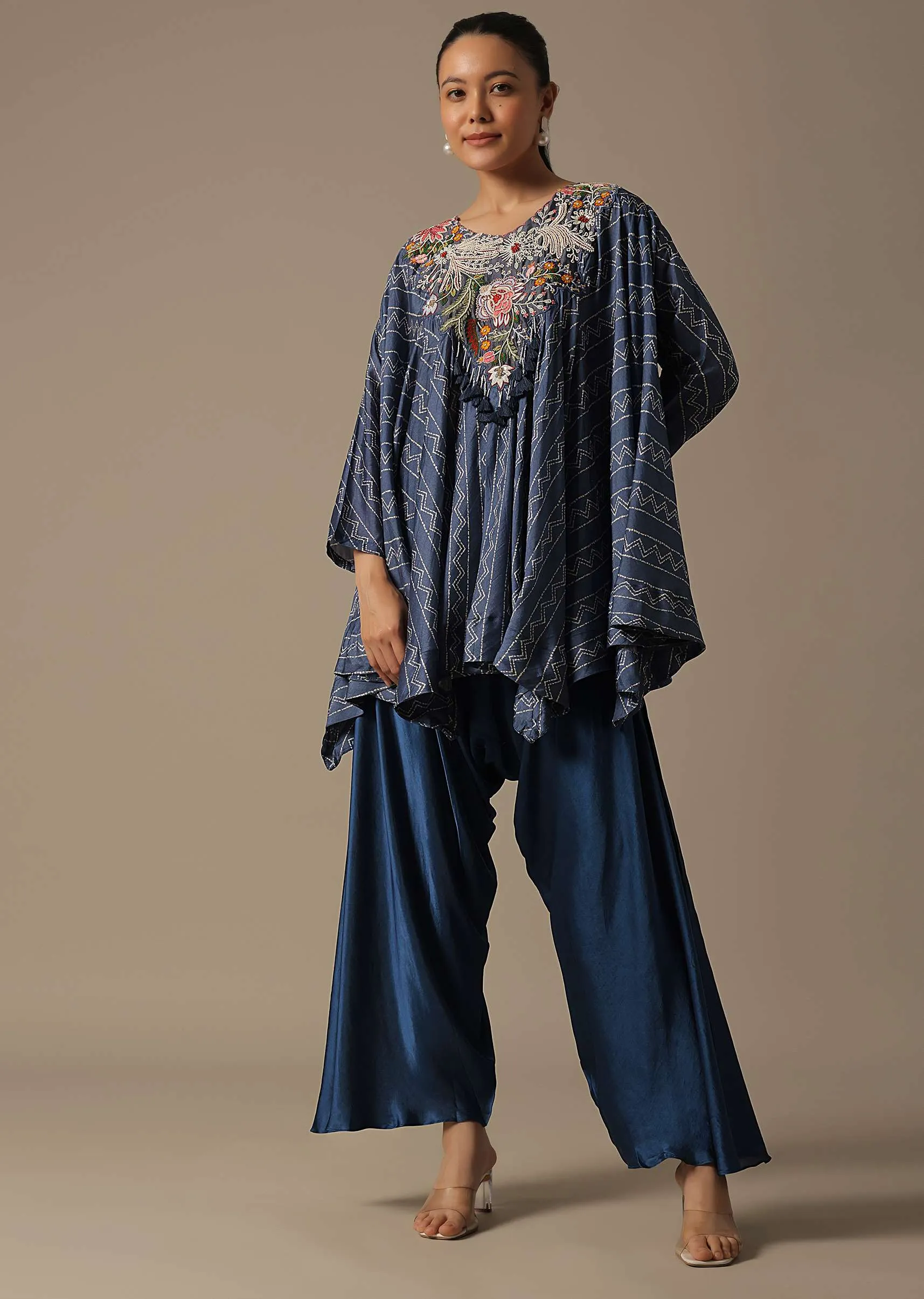 Blue Dhoti Set With Zari Work