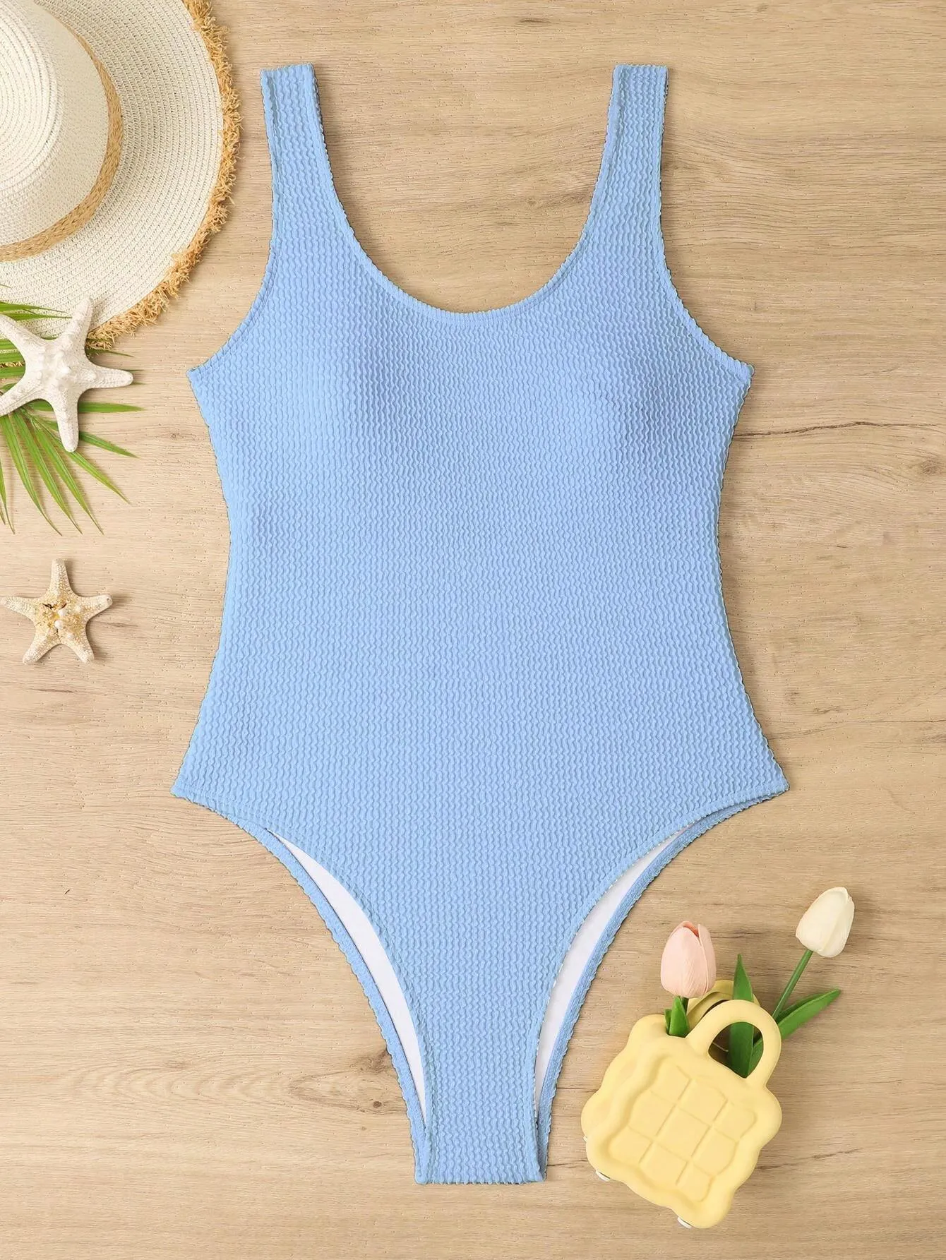 Candy-Colored Wrinkle Fabric Wave Stripe Women's One-Piece Swimsuit, Fluorescent, Triangle Tight Jumpsuit