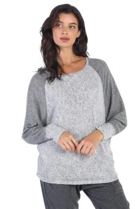 Chic heather grey long sleeve top