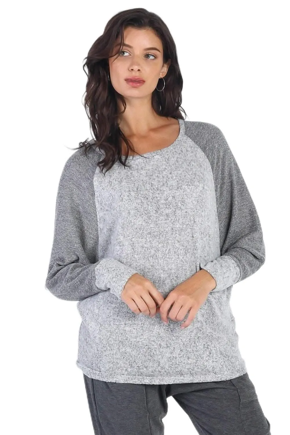 Chic heather grey long sleeve top