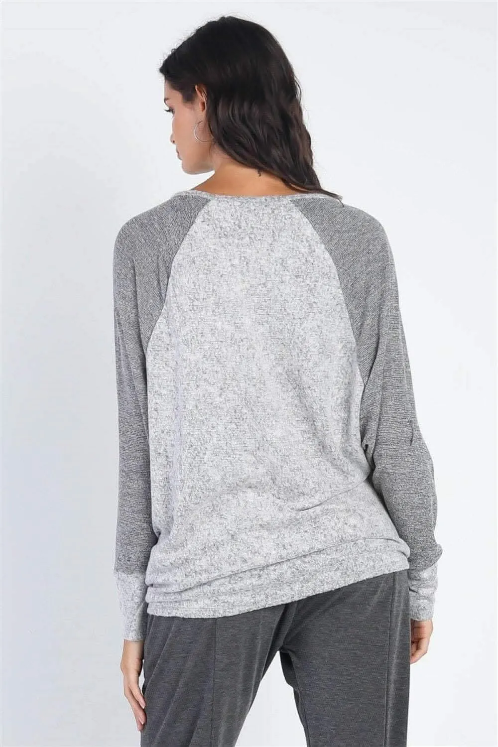 Chic taupe contrast long sleeve top