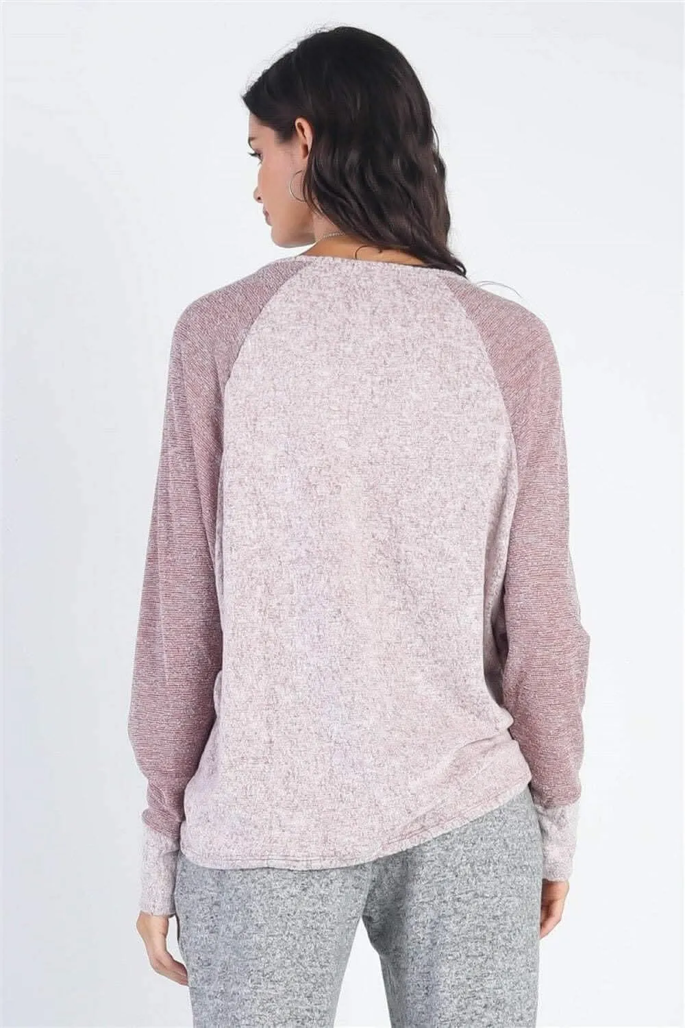 Chic taupe contrast long sleeve top