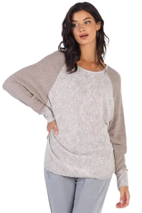 Chic taupe contrast long sleeve top
