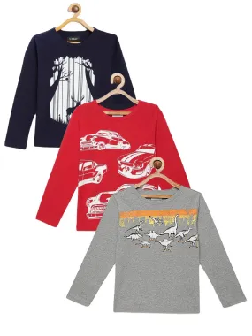 Combo Pack of 3 Full Sleeves Cotton T-Shirts