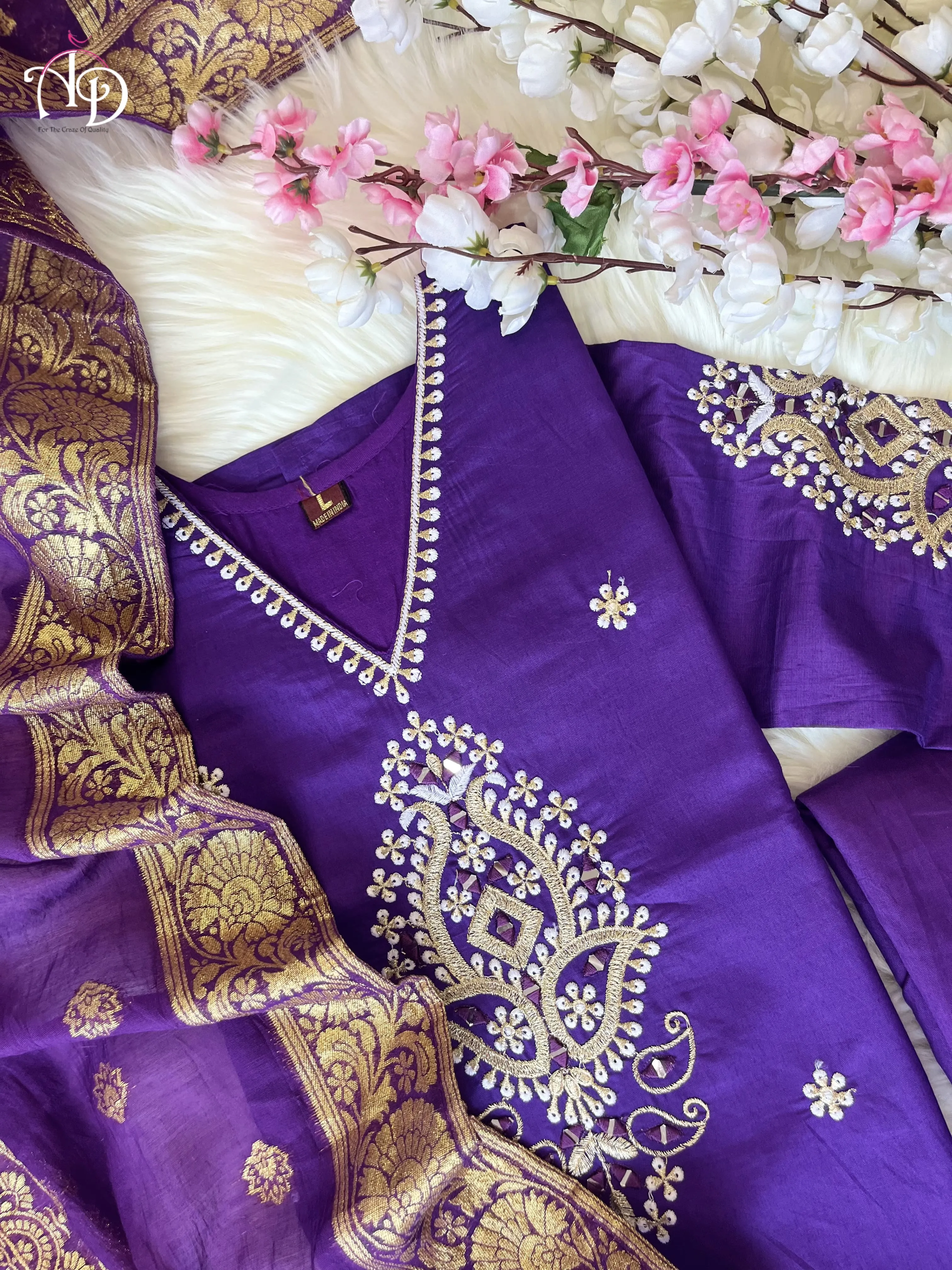 Designer Party Wear Purple Cotton Silk Salwar Suit
