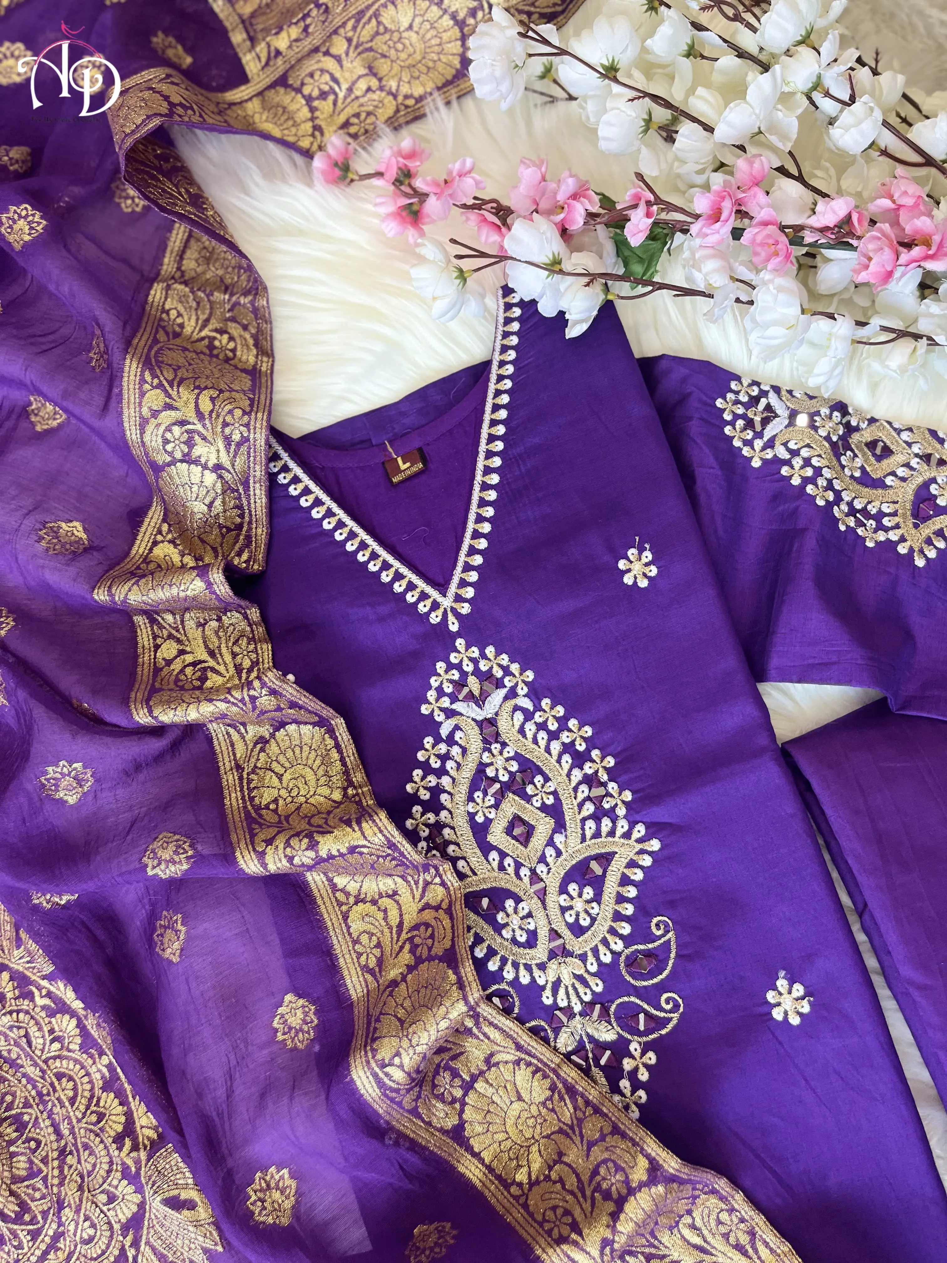 Designer Party Wear Purple Cotton Silk Salwar Suit