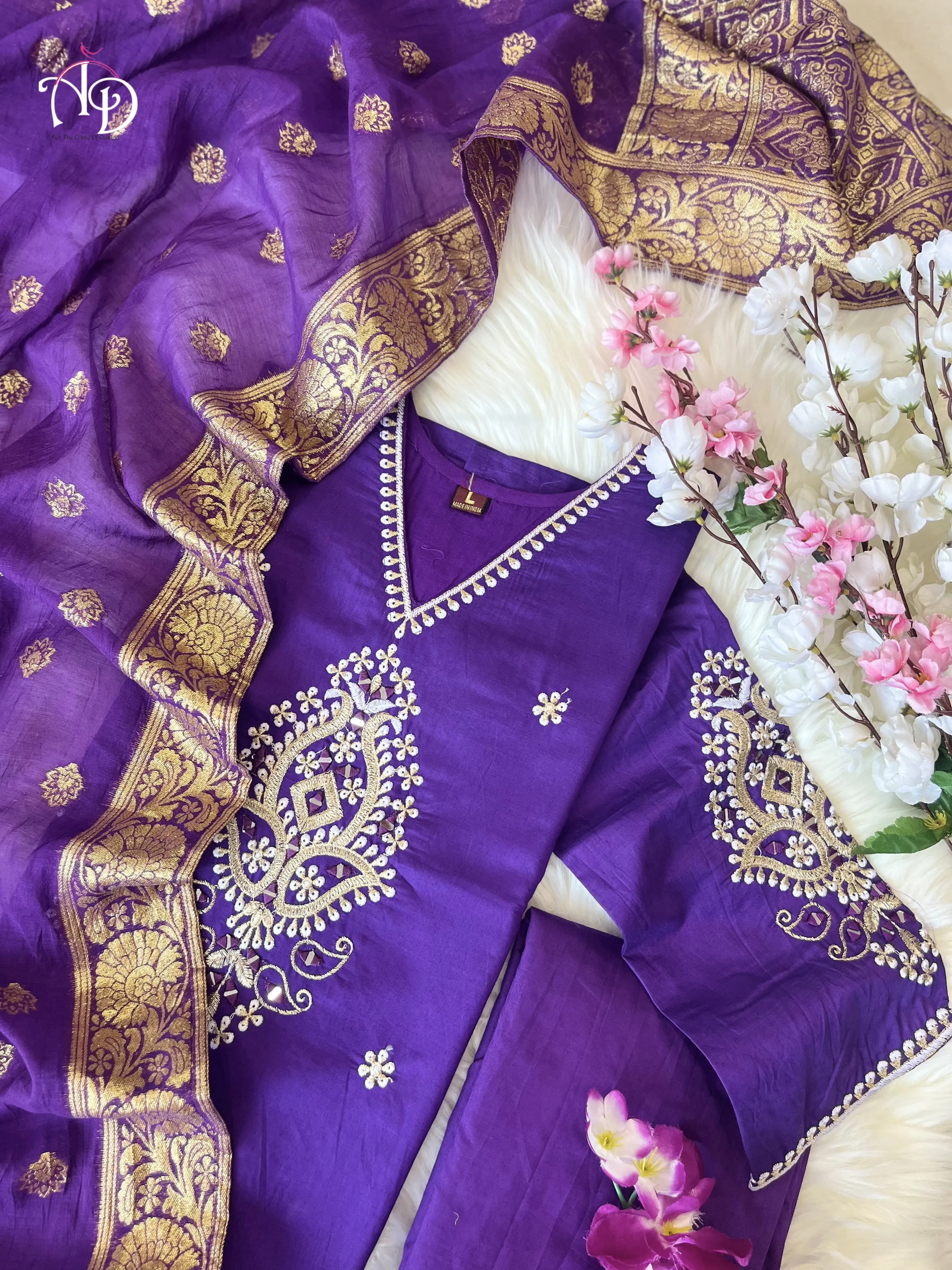 Designer Party Wear Purple Cotton Silk Salwar Suit