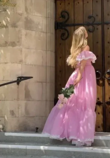 Formal Wear Dresses Pink Off Shoulder A-Line Sweet Long Party Dress Prom Dresses Shops Formal Women's Dresses