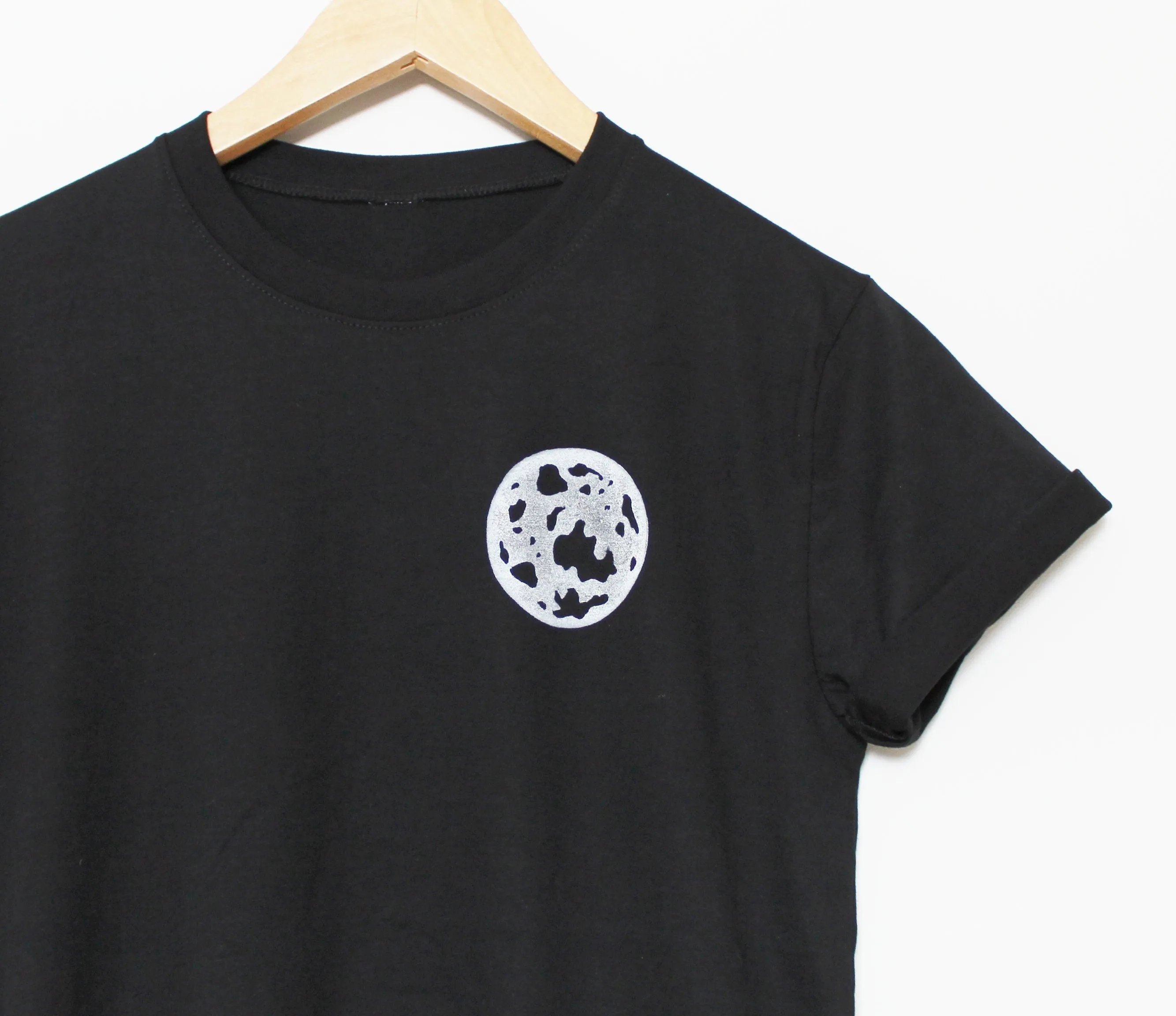 Full moon t-shirt, UNISEX hand printed tee, minimalist white or gold moon, lino block print, hand stamped celestial design, ethical fashion