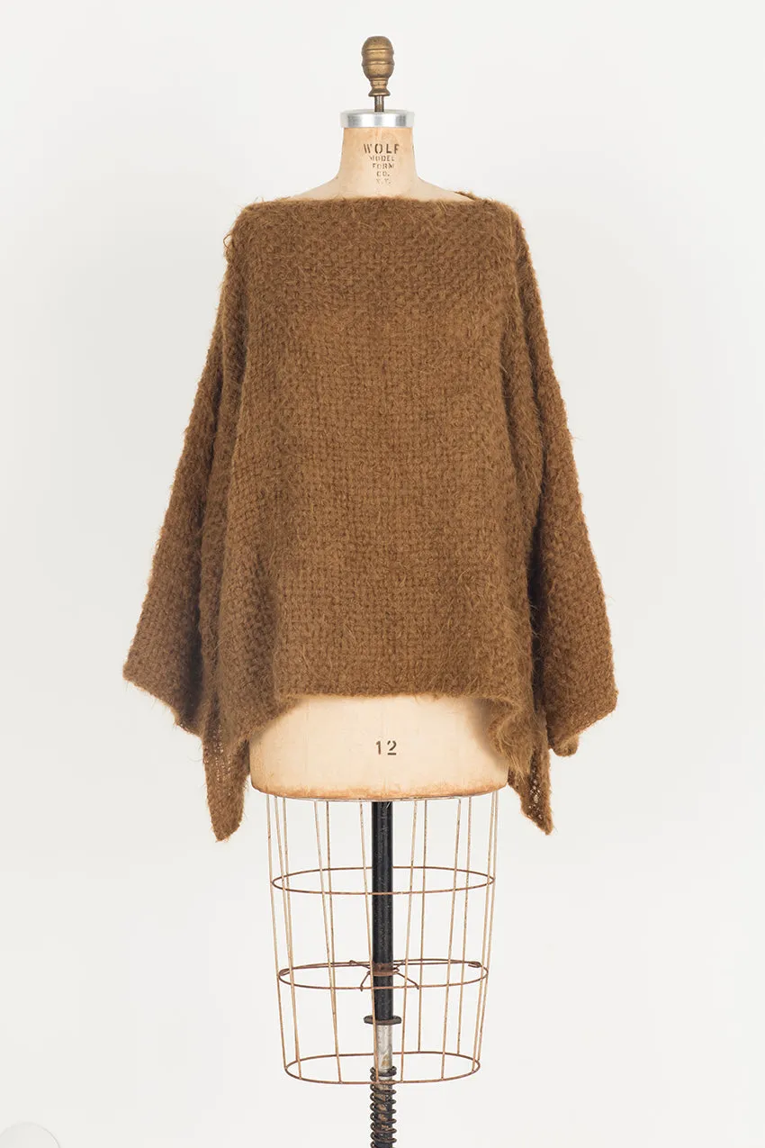 Hand loom sweater detachable collar (Alpaca) Cognac brown