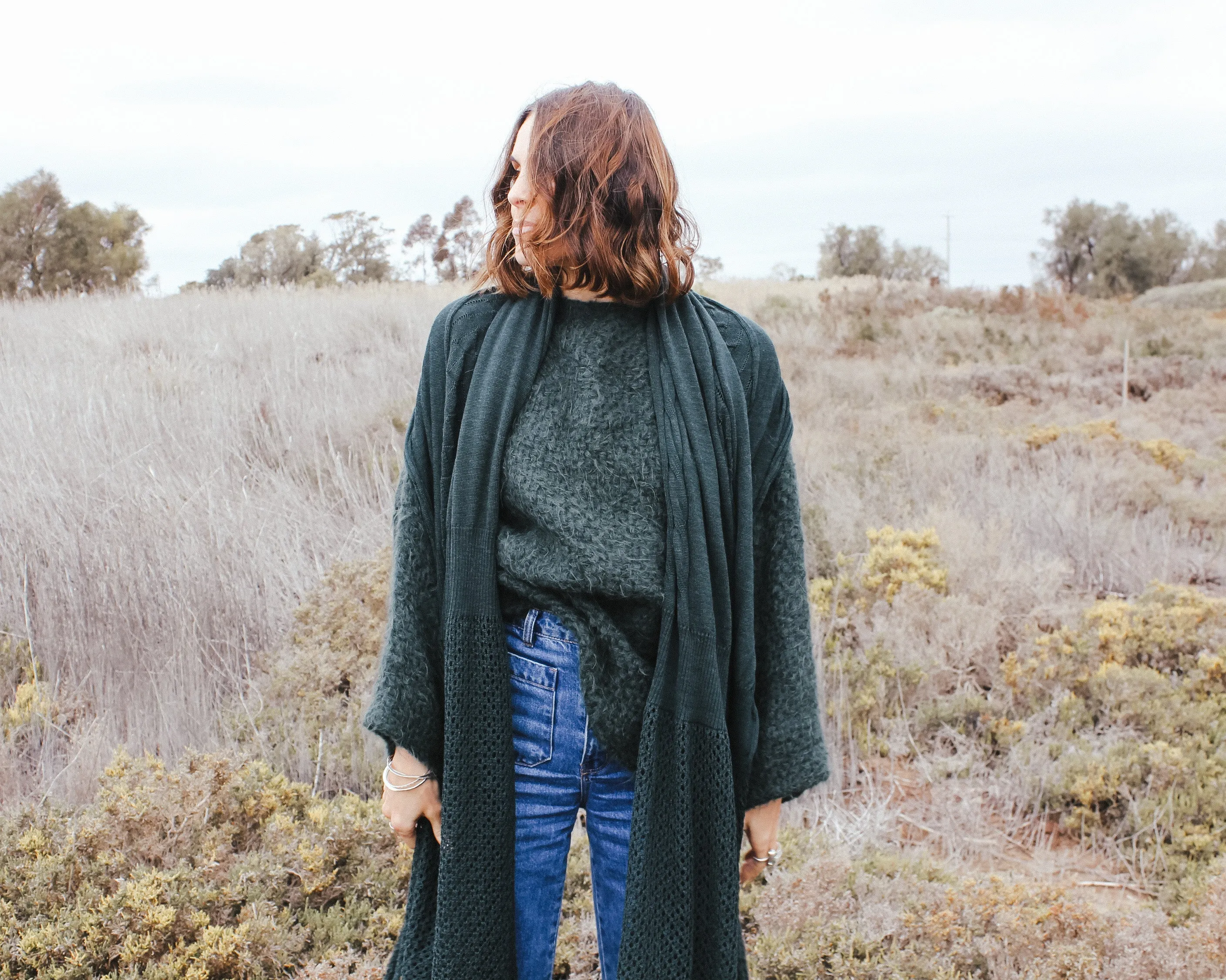 Hand loom sweater detachable collar (Alpaca) Cognac brown