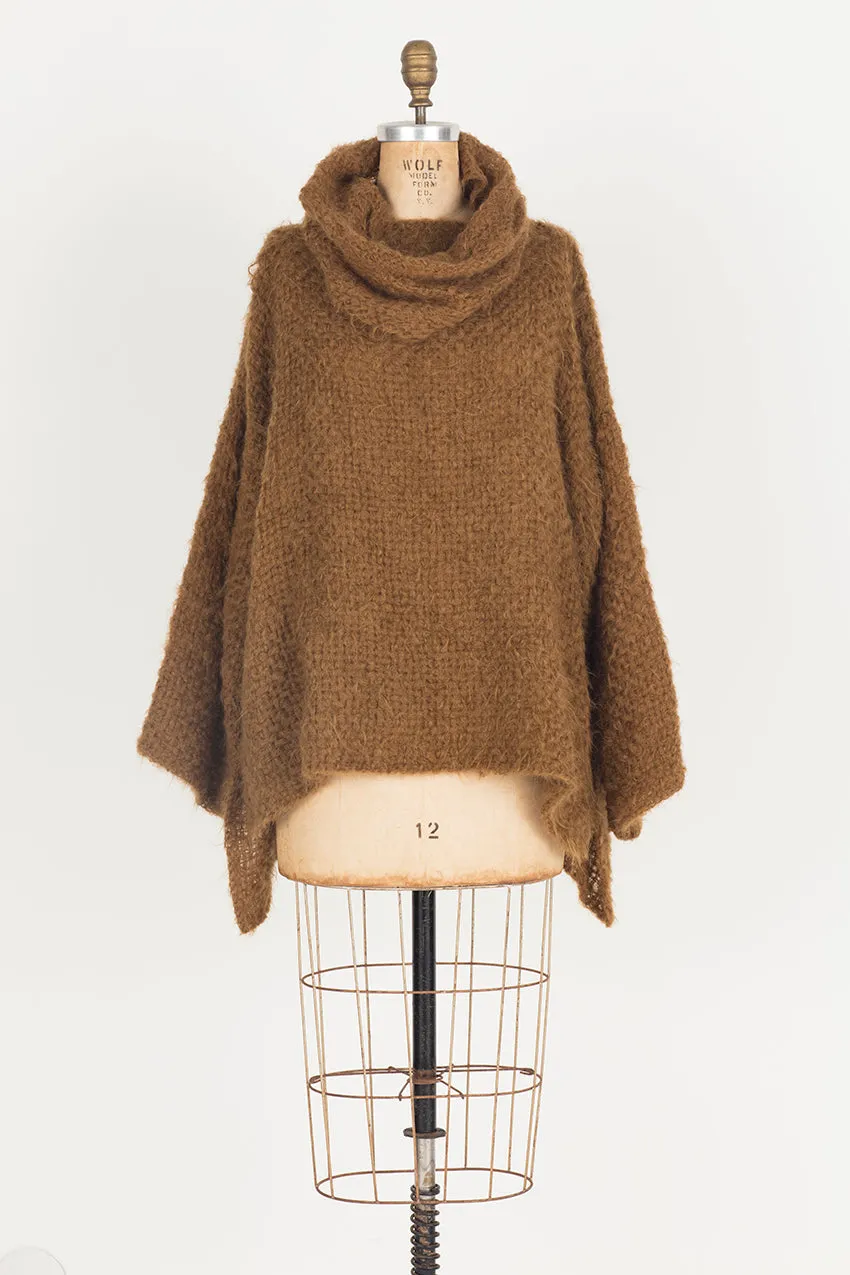 Hand loom sweater detachable collar (Alpaca) Cognac brown