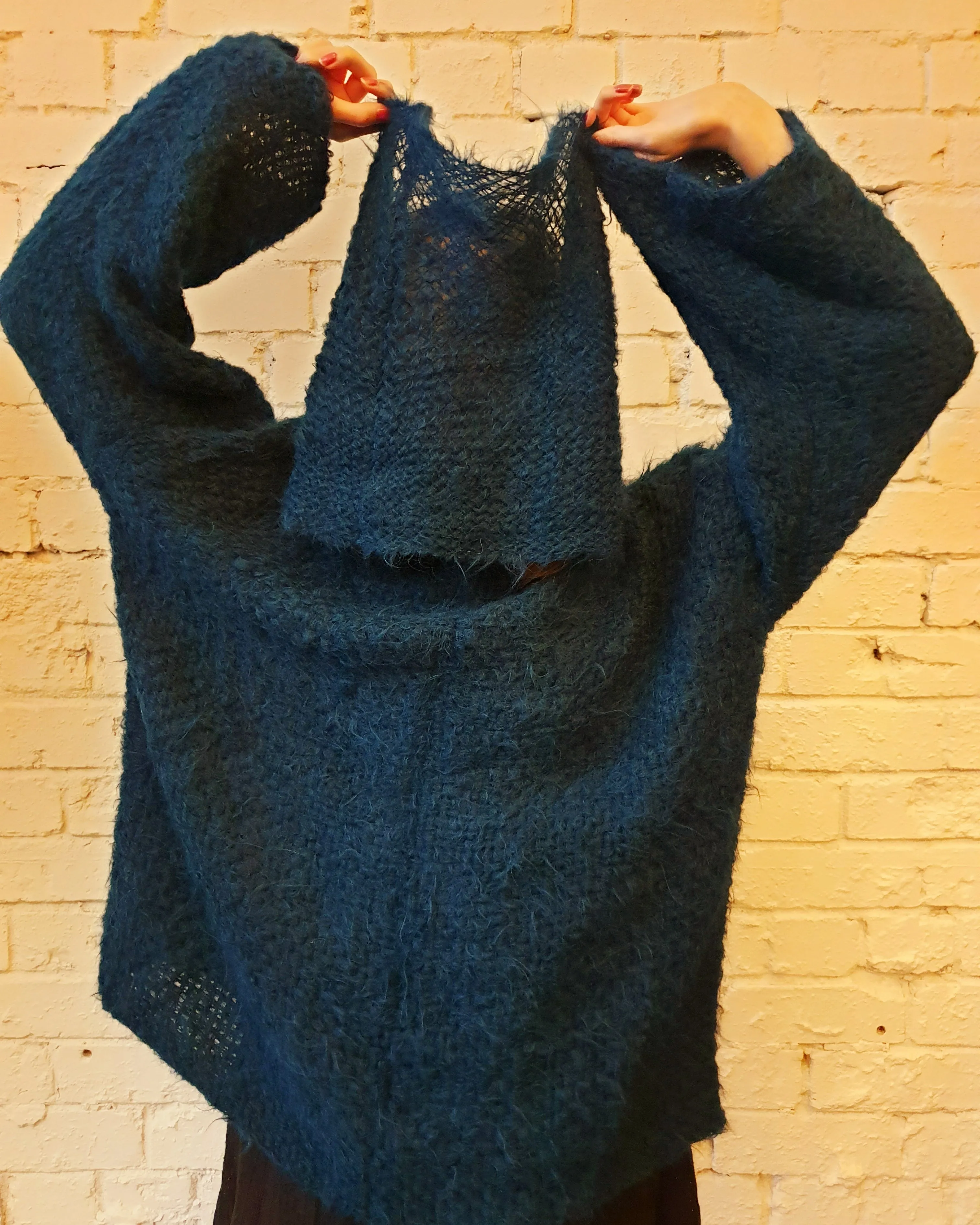 Hand loom sweater detachable collar (Alpaca) Cognac brown