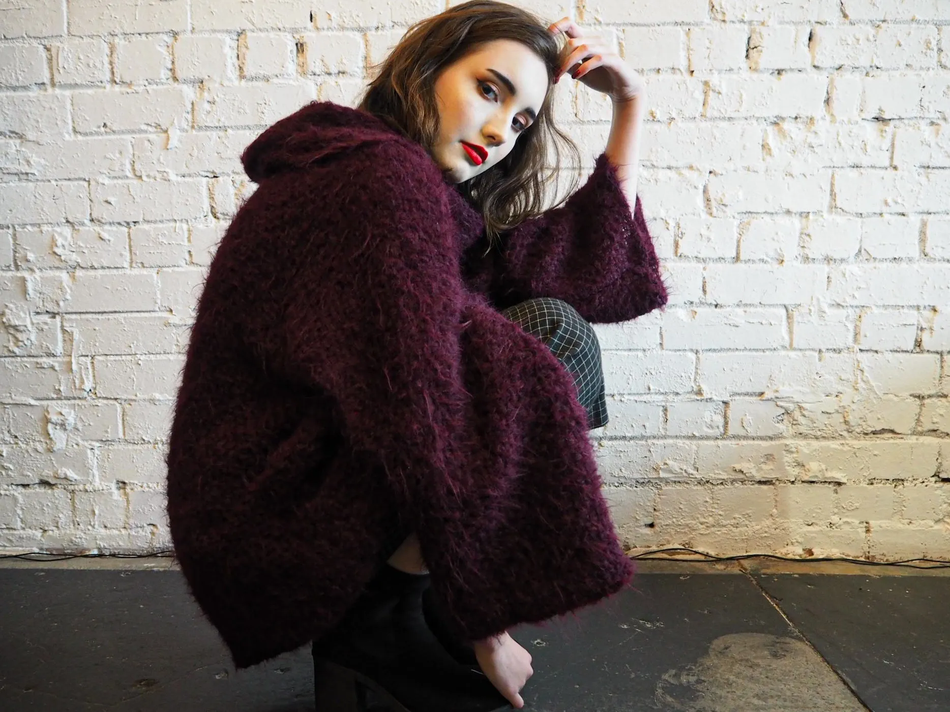 Hand loom sweater detachable collar (Alpaca) Old Gold