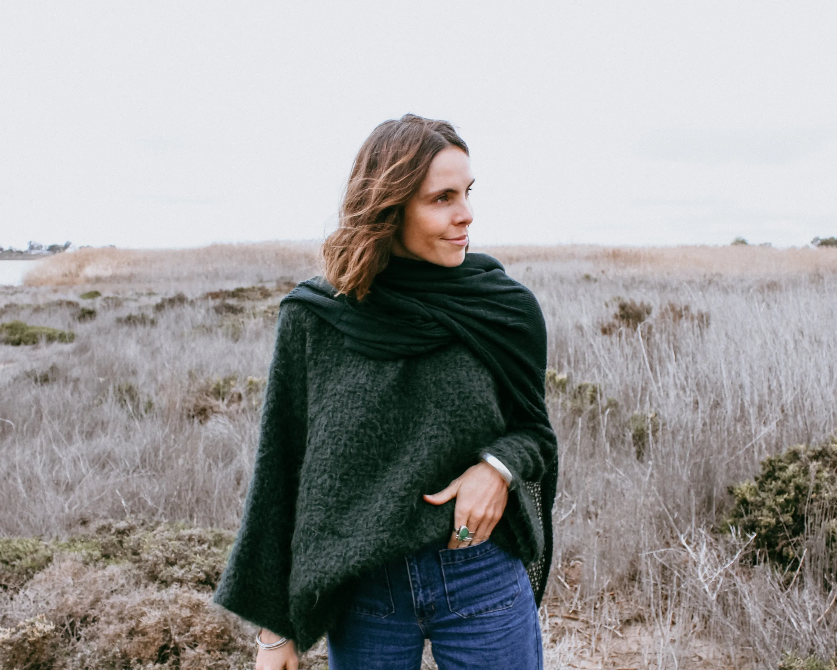Hand loom sweater detachable collar (Alpaca) Red