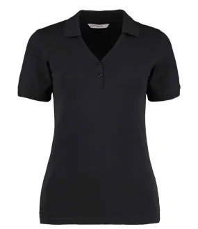 Kustom Kit Sophia Comfortec® V Neck Polo Shirt | Black