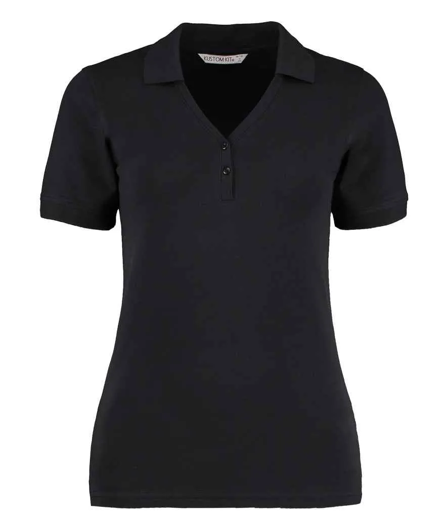 Kustom Kit Sophia Comfortec® V Neck Polo Shirt | Black