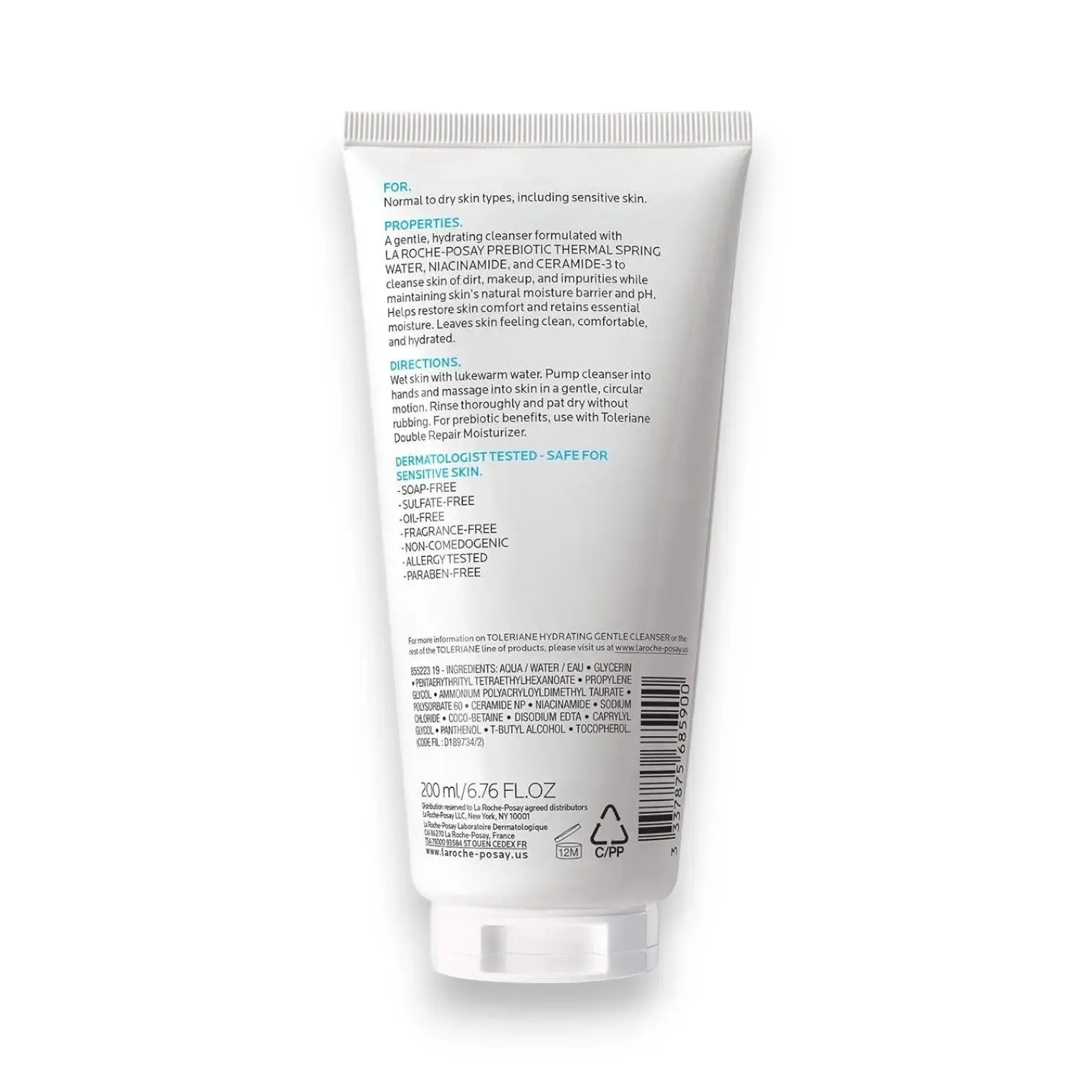 La Roche Posay Hydrating Gentle Cleanser Fo Normal to Dry Skin 200ml