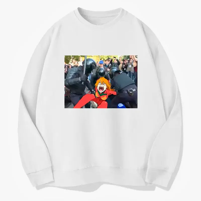Police Detained Asuka Langle in Riot Sweatshirt Animecore