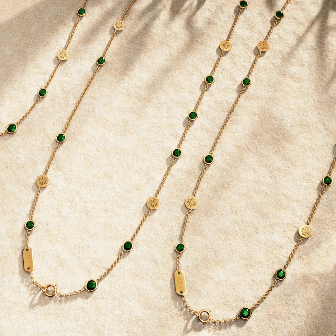 Signature Gem Necklace, Emerald, Mid-Length