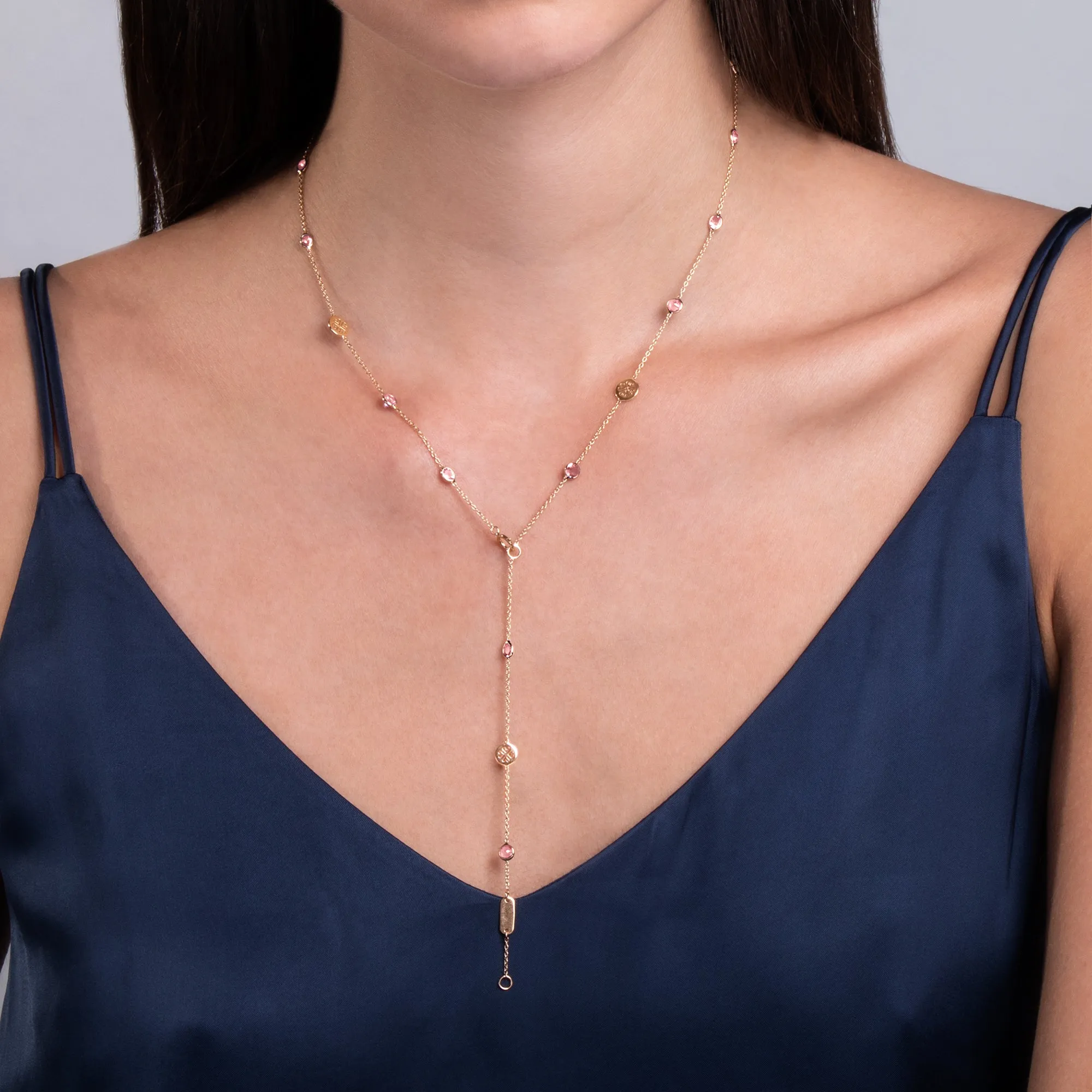 Signature Gem Necklace, Pink Tourmaline, Mid-Length