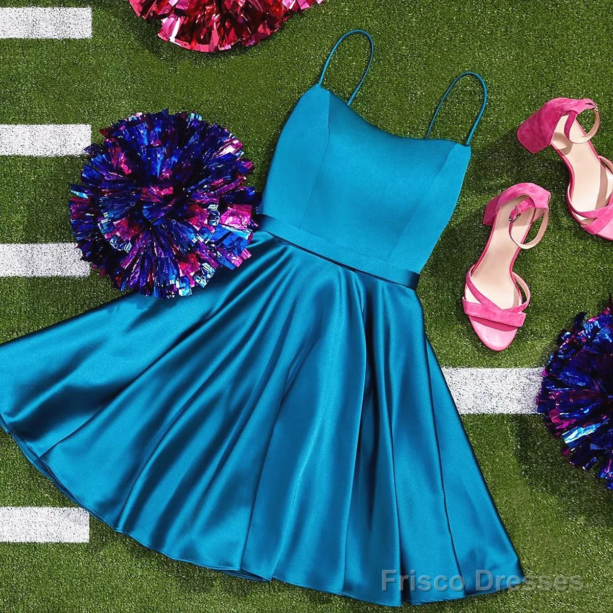 Strapless Short Blue Prom Dresses, Short Strapless Blue Formal Homecoming Graduation Dresses